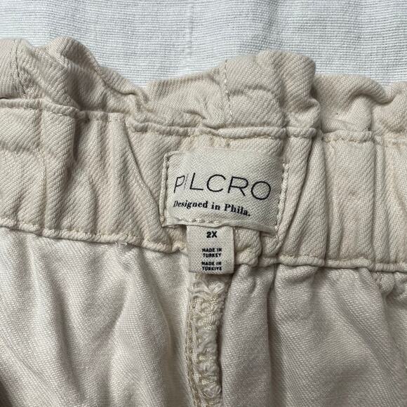 Anthropologie Pilcro Beige Wide Leg Crop Pull On Pants 2X Women's Cotton Stretch - Picture 6 of 6